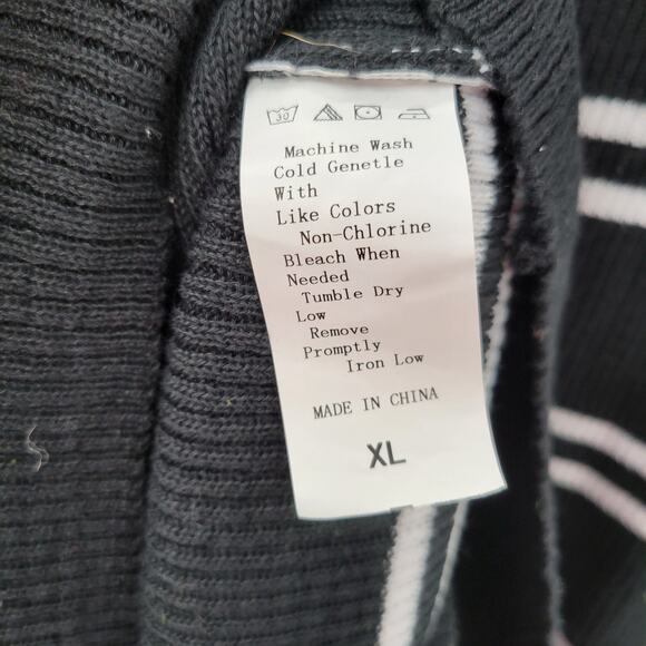 C+D+M Womens Tank Dress‎ XL Black White Ribbed Knit Pullover Spaghetti Straps - Picture 5 of 12